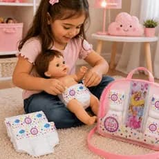 Kit Fraldinha Bebê Fralda de Boneca Reborn pequena Bolsa Infantil Adesivo Acessórios ED1 Brinquedos