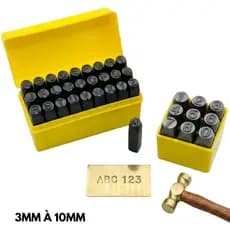 Jogo Marcador Punção 36pc Alfanumérico Letra Numero 3Mm À 10Mm Jogo De Algarismo Abecedario Gravação