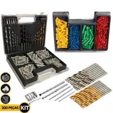 Jogo De Brocas Bits E Buchas Com 300 Peças Para Furadeira Parafusadeira Completo