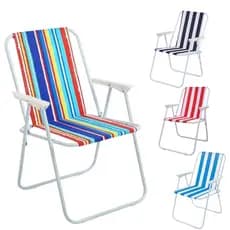 Cadeira De Praia Camping Dobrável Aço Resistente Piscina Sol Mar Snel Home