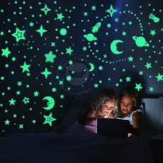 Adesivo Luminoso Que Brilha No Escuro Decoração Quarto Infantil Estrela Lua Flocos e Outros Modelos