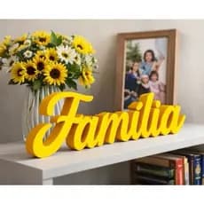 Palavra Decorativa Fé, Gratidão e Família em 3D Moderna para Sala, Quarto ou Presente Religioso Decoração Minimalista
