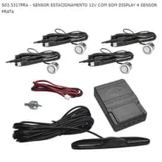 SENSOR ESTACIONAMENTO 12V COM SOM DISPLAY 4 SENSOR PRATA