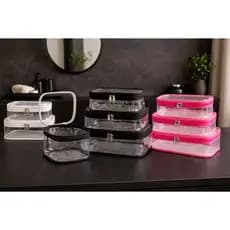 kit 3 Nécessaires cristal organizadora kit higiene kit maquiagem  kit viagem avião