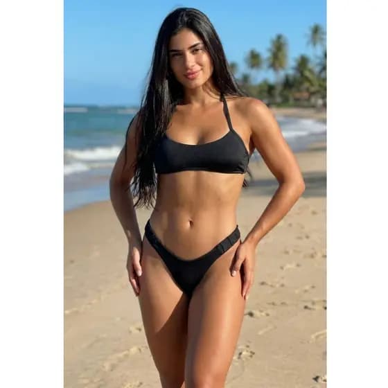 Biquini Forrado Suplex Modelo Cropped Top Faixa e Asa Delta Moda Gringa Feminino Bikini