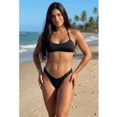 Biquini Forrado Suplex Modelo Cropped Top Faixa e Asa Delta Moda Gringa Feminino Bikini