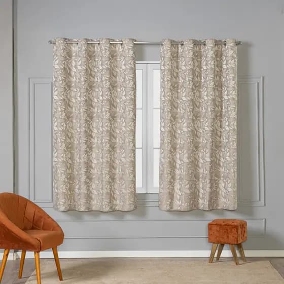 Cortina Tecido Jacquard 2,00 x 1,30 Para Sala Quarto Cozinha