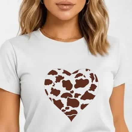 Camiseta T-Shirt Feminina Rosa Coração Animal Print Moda Casual Tendência