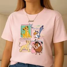 Camiseta Feminina Personagens Rei Leão T-Shirt Basica 100% Algodão camisa T-shirt Feminina