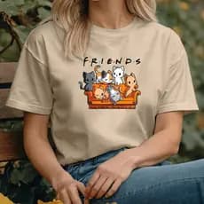 T-shirt Blusinha Algodão Camiseta Friends Patinhas - Gatinhos - Dog Love - Amor por gatos - Feminina