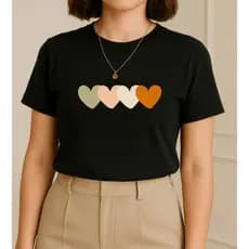 Camiseta Feminina Basica Estilosa Coração Estampada T-Shirt Verão Blusinha Moda Dia a Dia