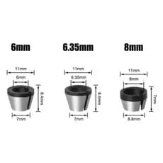 Pinça Para Tupia 6mm - 1/4 - 8mm Adaptador Tupia 3 pçs