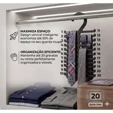 Cabide Porta Gravata Organizador 20 Gravatas Onurb