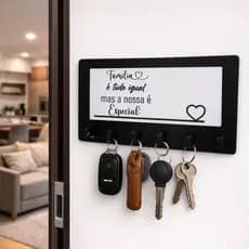 Porta Chaves Parede 06 Ganchos Decorativo em MDF