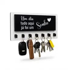 Porta Chaves Decorativo MDF 6 Ganchos Para Parede Organizador Prático