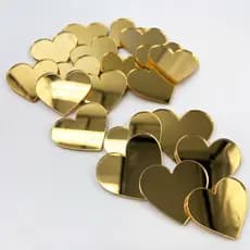 Kit 20 Tag Aplique Coração Em Acrílico Espelhado 4cm Etiqueta Decorativa