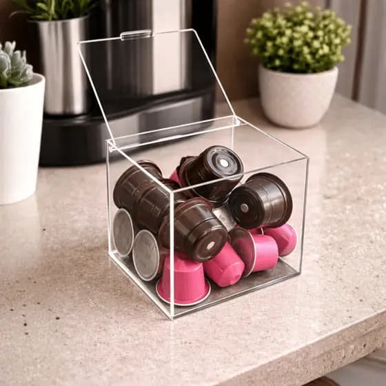 Porta Cápsulas Café Gusto Dolce Nespresso Acrílico Cristal 3mm Tampa Organizador Suporte
