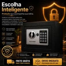 Cofre Eletronico Digital Seguro Com Teclado Codigo Chave Anti Furto Preto