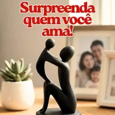 Escultura Estátua Mãe e Filho Minimalista Decoração Moderna Elegante Sofisticada Presente