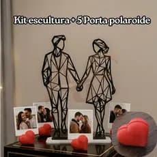 Escultura Casal Geométrico Decoração Moderna  Presente Romântico Dia dos Namorados Sala Quarto Luxo
