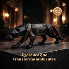 Escultura  Pantera Negra Luxo Moderna Sala Escritório Estante Premium Lar Decoração