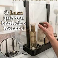 Prateleira Suspensa Sem Furo Dupla para Banheiro e Box Suporte Elegante de Shampoo e Sabonete