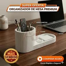 Organizador de Mesa Ripado Moderno Porta Canetas Chaves Escritório Home Office Decoração Premium