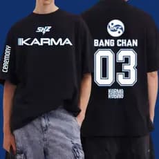 Camiseta T-shirt Unissex Kpop Integrantes Stray Kids Album Karma Turne Show Coreano Idol Fandom