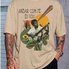 Camiseta 100% Algodão Gilberto Gil Andar Com Fé Brasileiro MPB Moda Vintage Idolo Fã