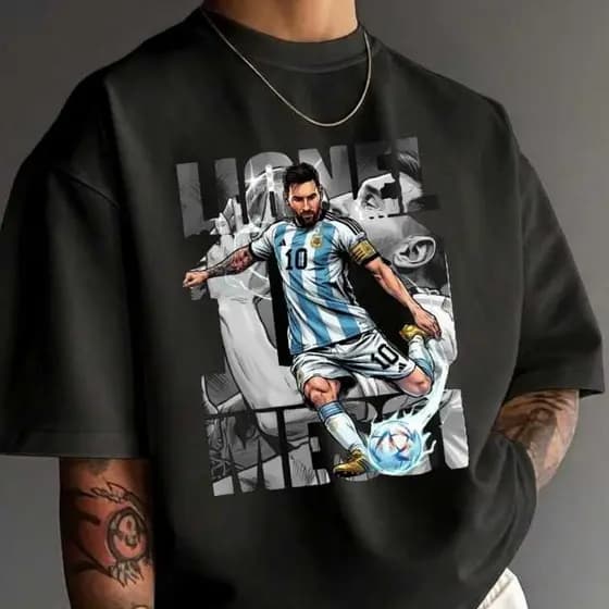 Camiseta Masculina Argentina Leonel Oversized Futebol Messi Fã Idolo Clube Copa