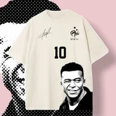 Camiseta Unissex Básica Jogador Mbappe Ídolo Time Torcedor Camisa Algodão Streetwear