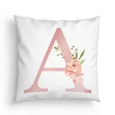 Capa de Almofada Inicial do nome Letras Rosa com Flores - 45cm quarto e sala menina