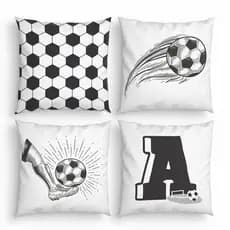 4 Capas para Almofadas Decorativas menino Futebol Letra do Nome Preto e Branco -  Inicial