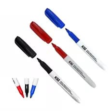 Marcador Pincel para Quadro Branco 3 Cores Azul, Preto, Vermelho