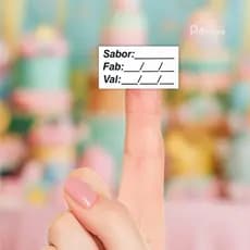 Etiqueta Vinil à Prova d’Água 4x2cm – Rótulo  de Identificação Sabor, Fabricação e Validade para Doces e Bolos