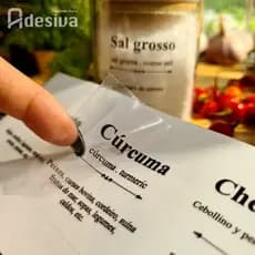 Kit 48 Adesivos Para Cozinha Modelo Dicionário Para Potinhos de Temperos 5,5x5,5cm