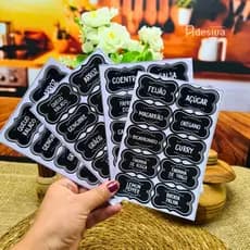 50 Adesivos Para Potes de Temperos Mantimentos Vinil Resistente A Prova D'água Etiquetas 5x3cm