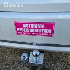 Adesivo Divertido em Vinil para Carro - Motorista Recém Habilitado Por Favor Tenha Paciência 25x10cm