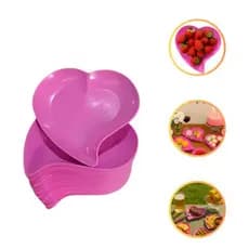 Kit de Pratos Plástico Coração Reutilizável Para Festa Sobremesa Bolo Sorvete Mesa Posta Decorativo