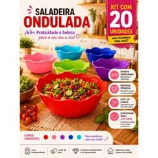 Kit 20 Saladeira Ondulada 2,5 Litros BPA Free Plástico Resistente Fruteira Bowl Grande Multiuso