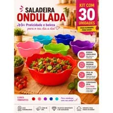 Kit 30 Saladeira Ondulada 2,5 Litros BPA Free Plástico Resistente Fruteira Bowl Grande Multiuso