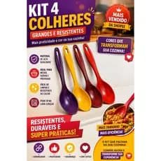 Kit 4 Colheres Multiuso BPA Free Resistente Pode Ir ao Micro-ondas e Geladeira Arroz
