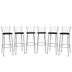 Kit 6 Banquetas Alta Bancos Cadeiras Cozinha Gourmet Bistrô Americana Balcão Estrutura Prata