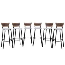 Conjunto 6 Banquetas Altas Junco Cappuccino Banco Bistro Desmontavel para Balcao Cozinha Área Gourmet