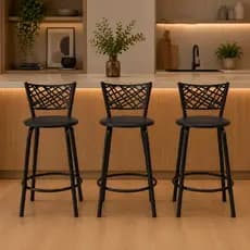 Kit 3 Banquetas Banco 60cm Eclipse Preta Ideal Balcão Ilha Cozinha Gourmet Bar Área de Lazer Piscina