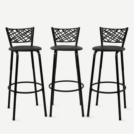 Kit 3 Banquetas Alta Eclipse Preta Banco Luxo Cadeira Para Balcão Restaurantes Bares Área De Lazer