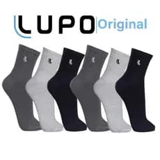 Kit com 6 Pares de Meias Cano Médio Algodão Lupo