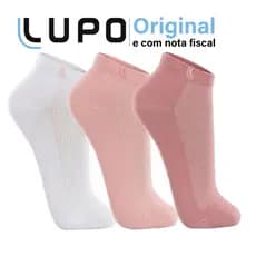 Kit De 3 Pares De Meias Lupo Sport Feminino Cano Curto Em Algodão Rosa