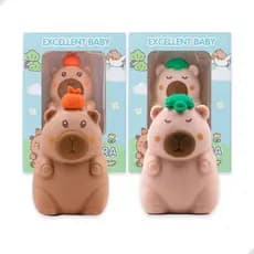 Kit 2 Borracha e Apontador Capivara 2 em 1 Colecionável com Lâmina Protegida Escolar Infantil