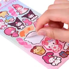 Kit 90 Adesivos Personalizados da Turma da Hello Kitty Papelaria Fofa Escolar Holográfico Infantil